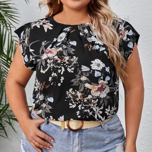Baby Blue Floral Short Sleeve Top